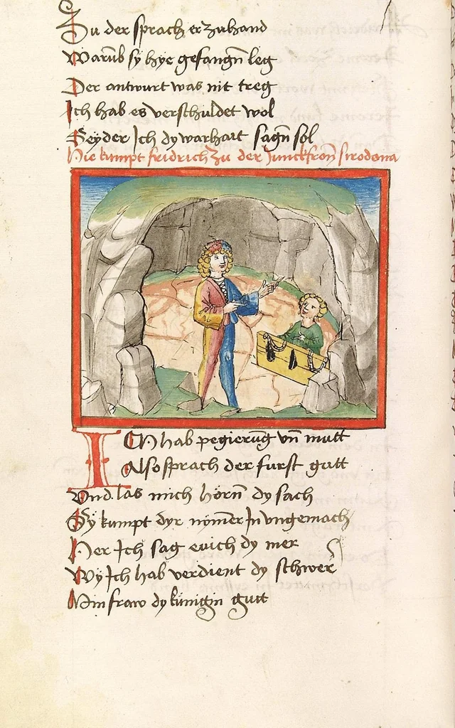 An illustration from 'Lohengrin' ; 'Friedrich von Schwaben', 1470, leaf 530