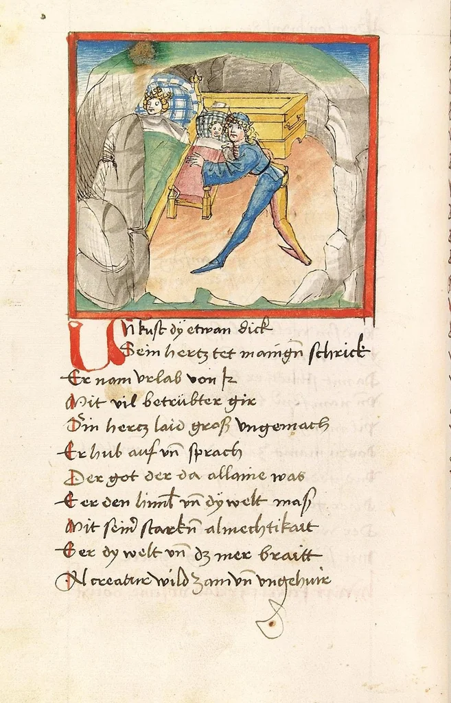 An illustration from 'Lohengrin' ; 'Friedrich von Schwaben', 1470, leaf 548
