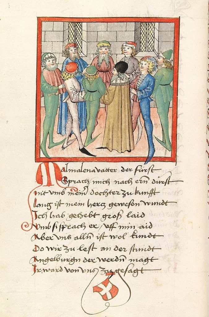 An illustration from 'Lohengrin' ; 'Friedrich von Schwaben', 1470, leaf 622
