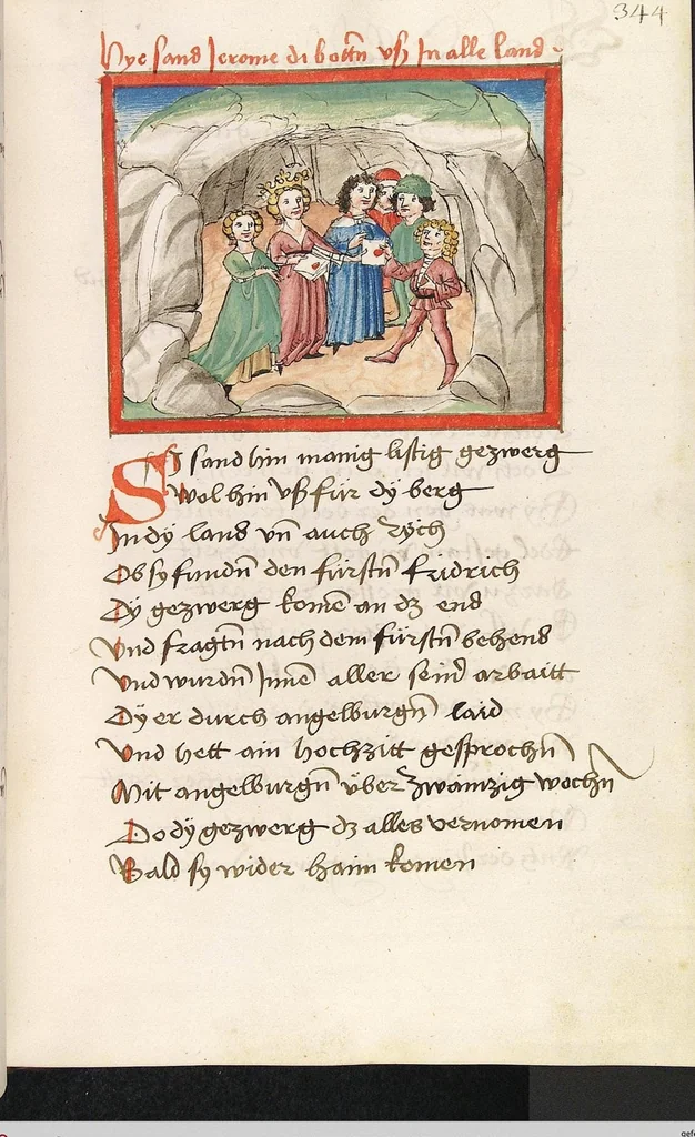 An illustration from 'Lohengrin' ; 'Friedrich von Schwaben', 1470, leaf 709