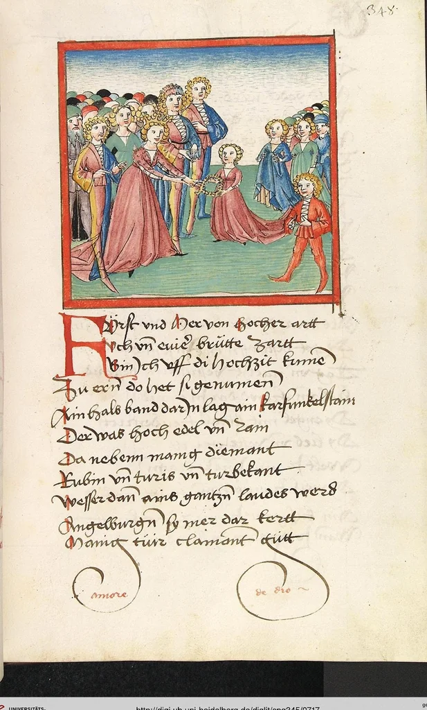 An illustration from 'Lohengrin' ; 'Friedrich von Schwaben', 1470, leaf 717
