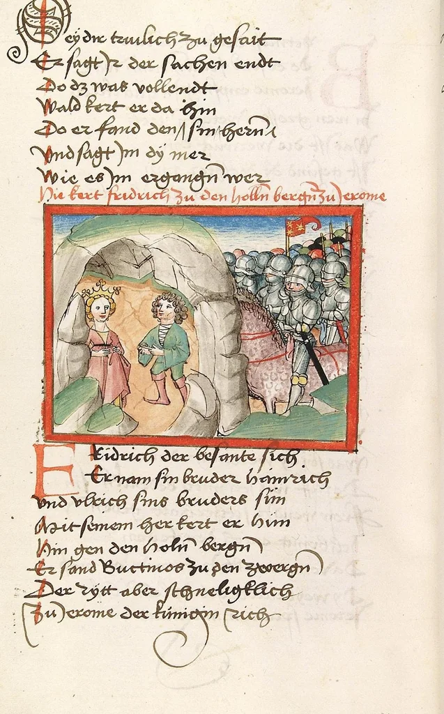 An illustration from 'Lohengrin' ; 'Friedrich von Schwaben', 1470, leaf 746