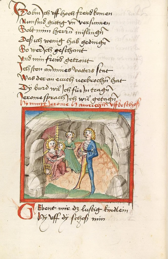 An illustration from 'Lohengrin' ; 'Friedrich von Schwaben', 1470, leaf 760