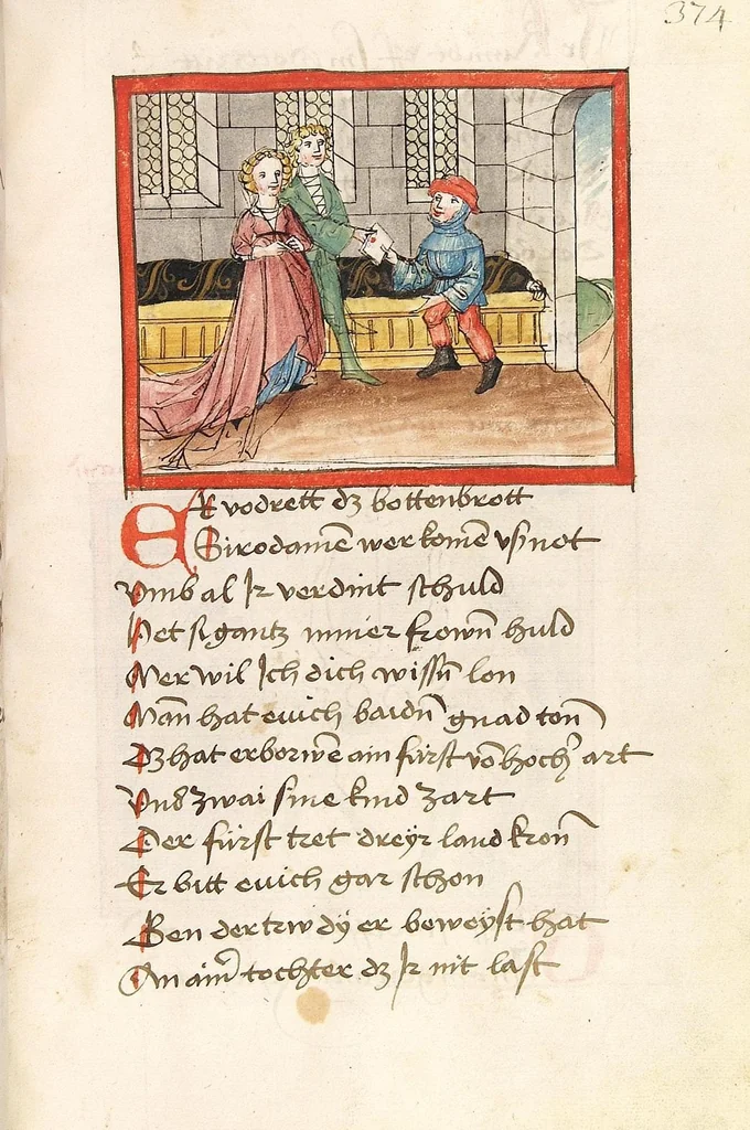 An illustration from 'Lohengrin' ; 'Friedrich von Schwaben', 1470, leaf 771