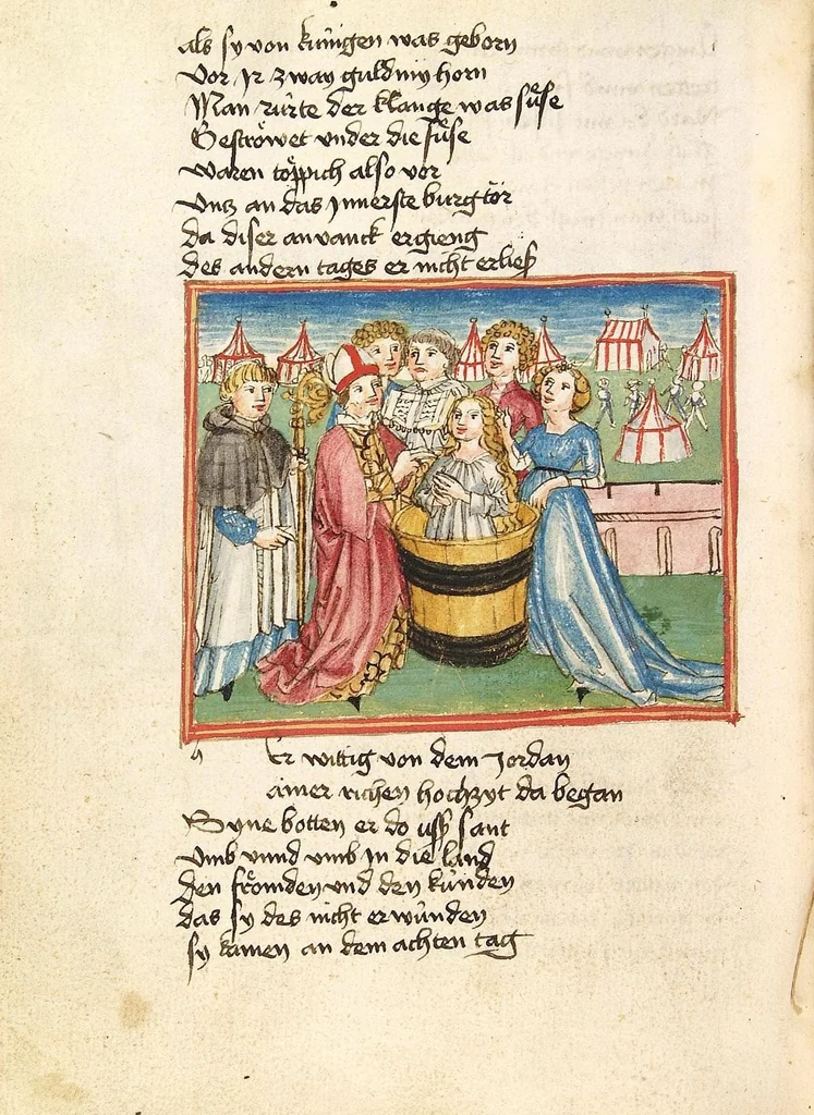 An illustration from Die Heidin, 1470, leaf 120