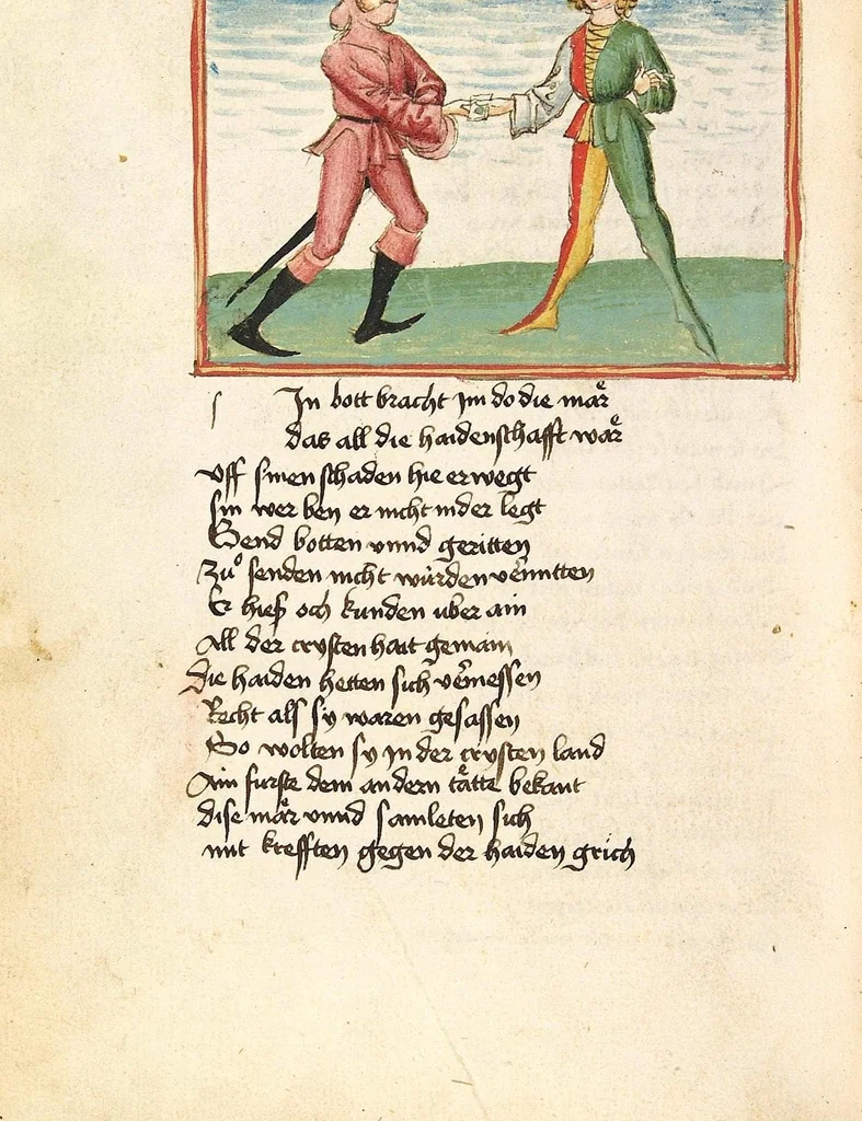 An illustration from Die Heidin, 1470, leaf 124