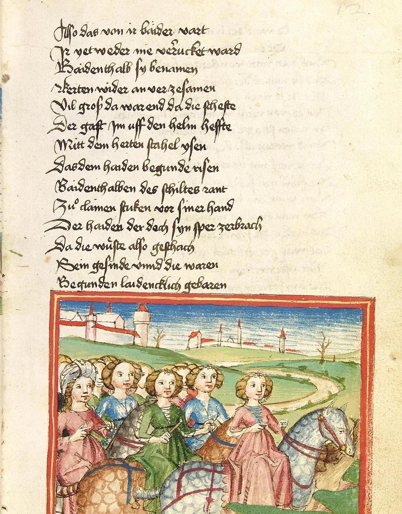 An illustration from Die Heidin, 1470, leaf 27