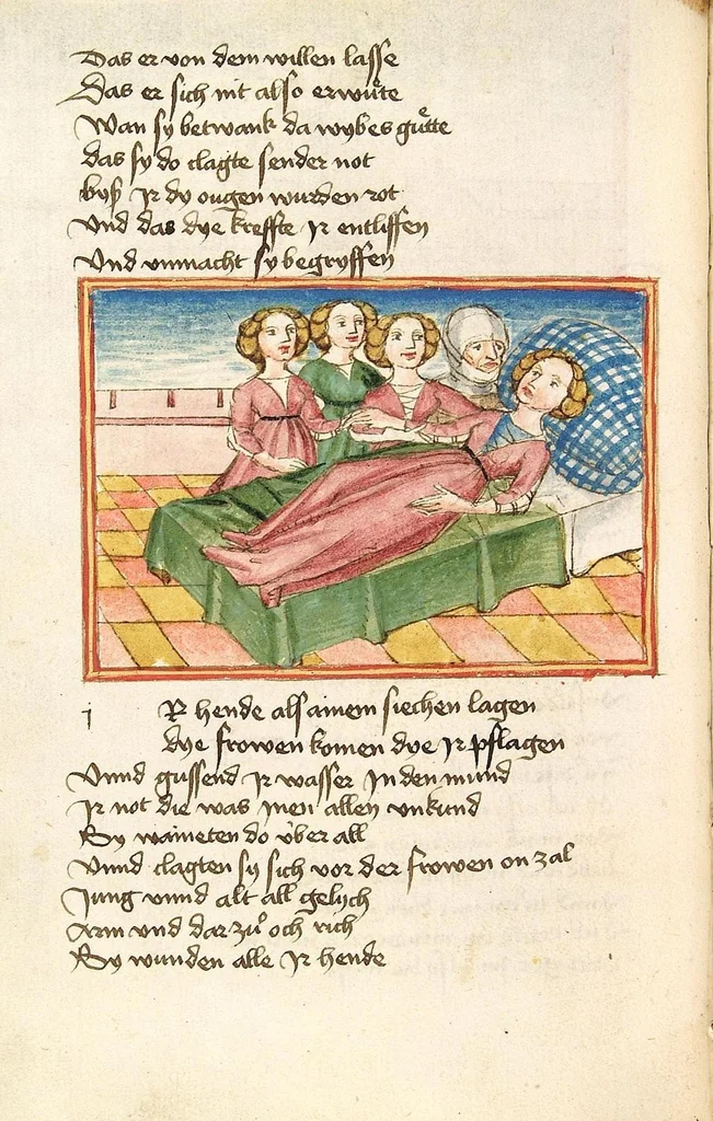 An illustration from Die Heidin, 1470, leaf 70