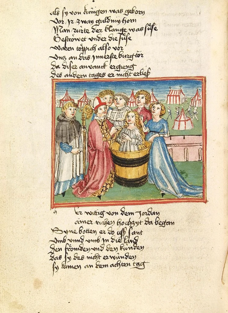 An illustration from Die Heidin, 1470, leaf 114