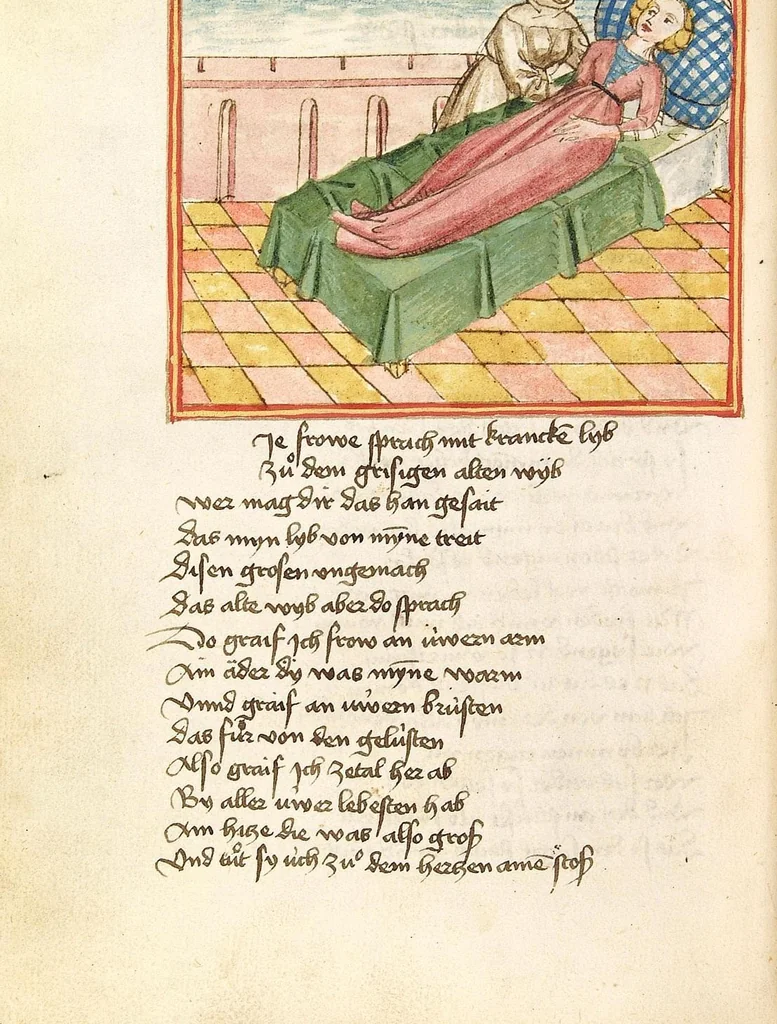 An illustration from Die Heidin, 1470, leaf 64