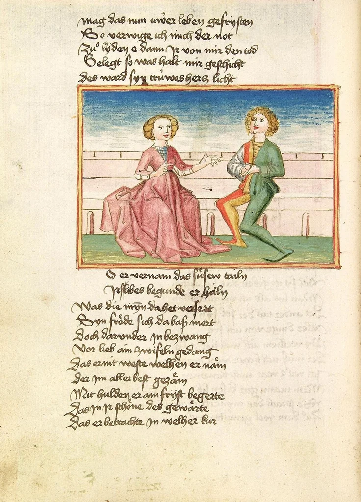 An illustration from Die Heidin, 1470, leaf 82