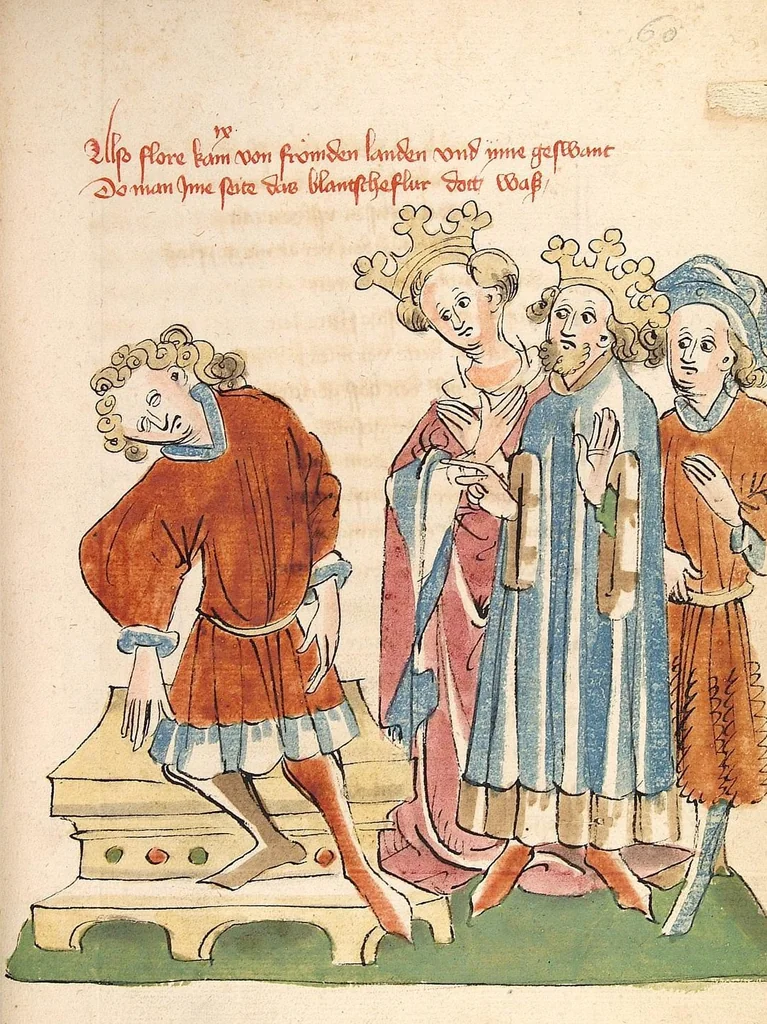 An illustration from Flore und Blanscheflur, 1442, leaf 135