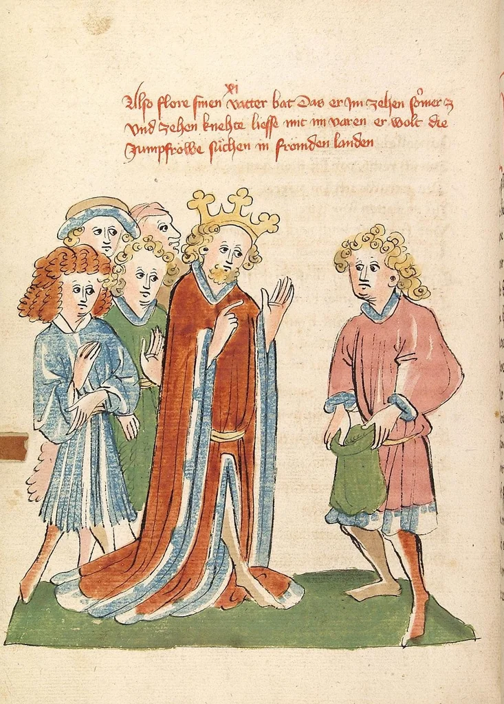 An illustration from Flore und Blanscheflur, 1442, leaf 162