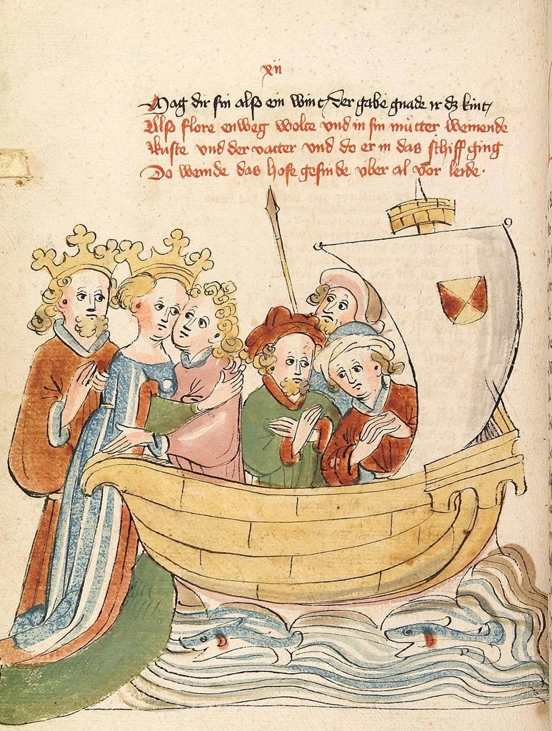 An illustration from Flore und Blanscheflur, 1442, leaf 174