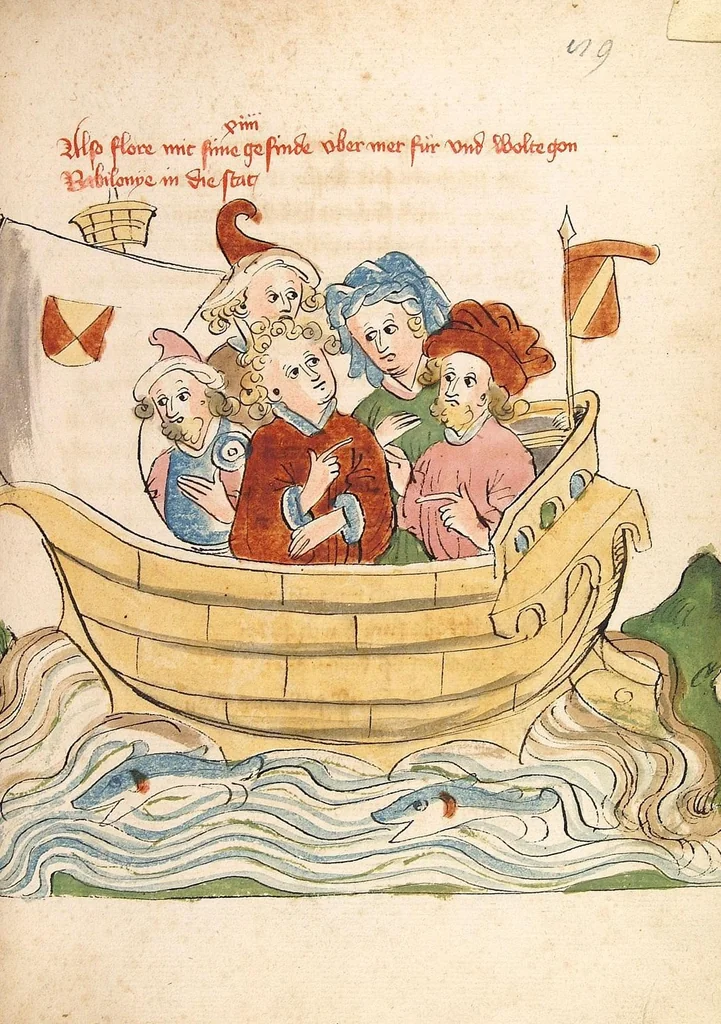 An illustration from Flore und Blanscheflur, 1442, leaf 193