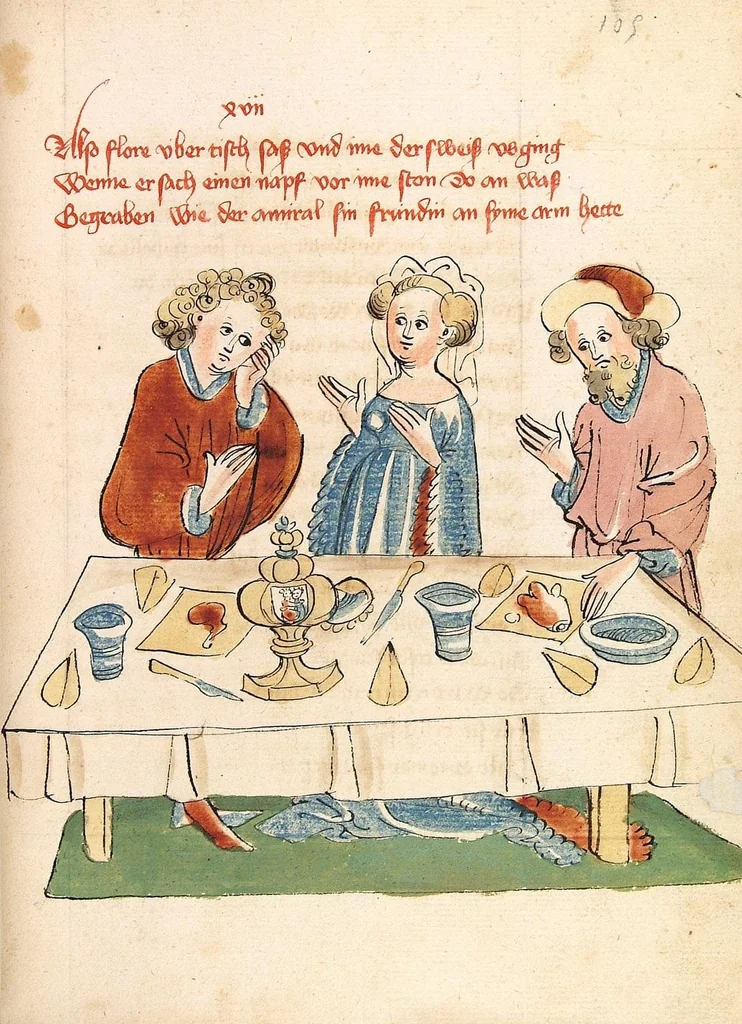 An illustration from Flore und Blanscheflur, 1442, leaf 227
