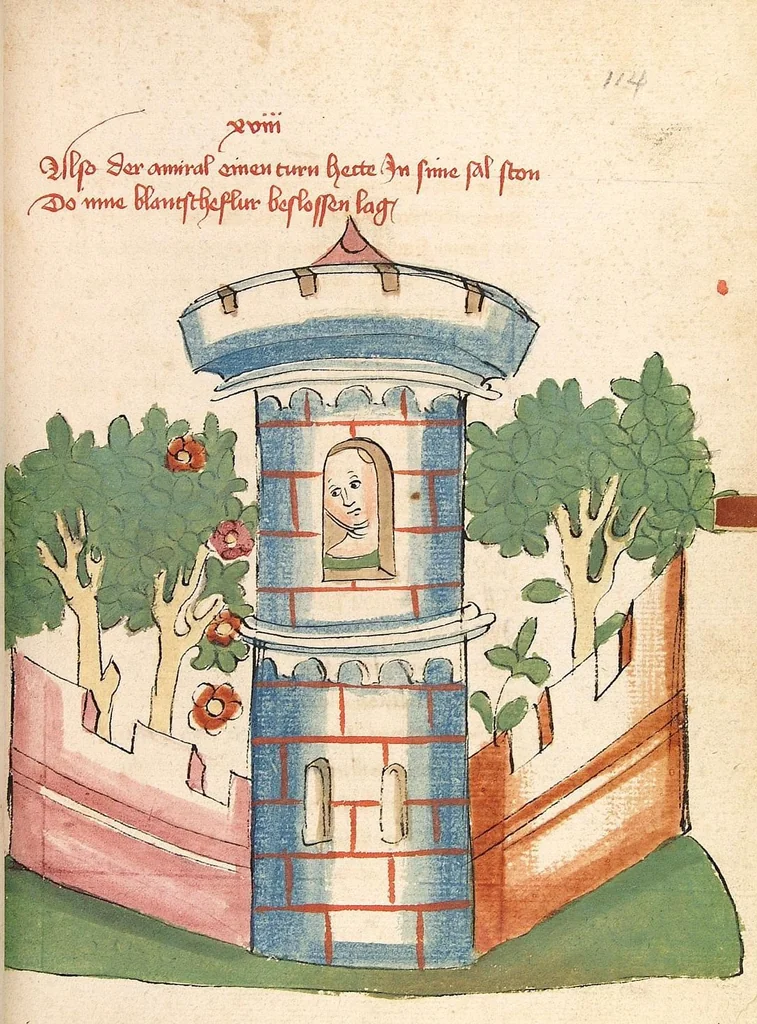 An illustration from Flore und Blanscheflur, 1442, leaf 245