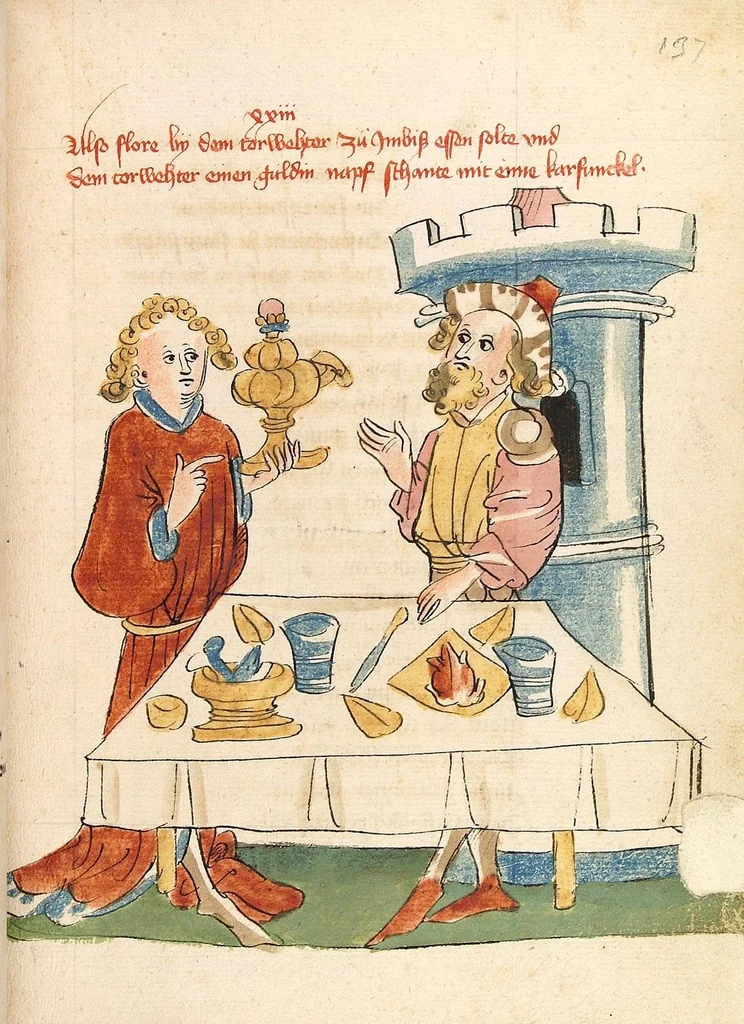 An illustration from Flore und Blanscheflur, 1442, leaf 291