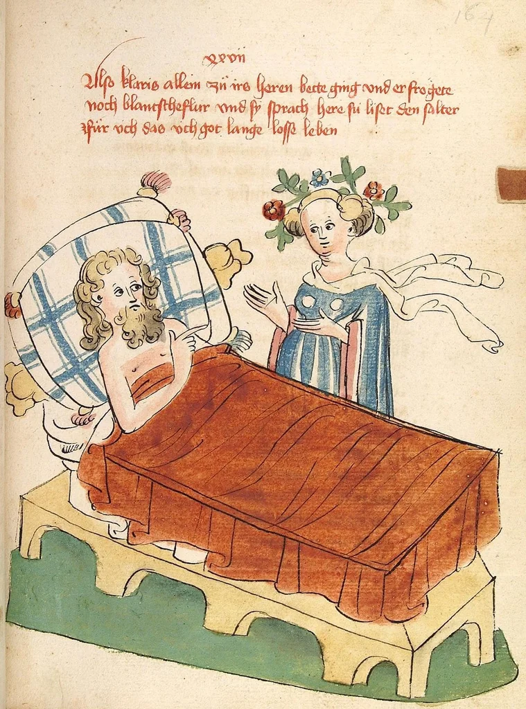 An illustration from Flore und Blanscheflur, 1442, leaf 345