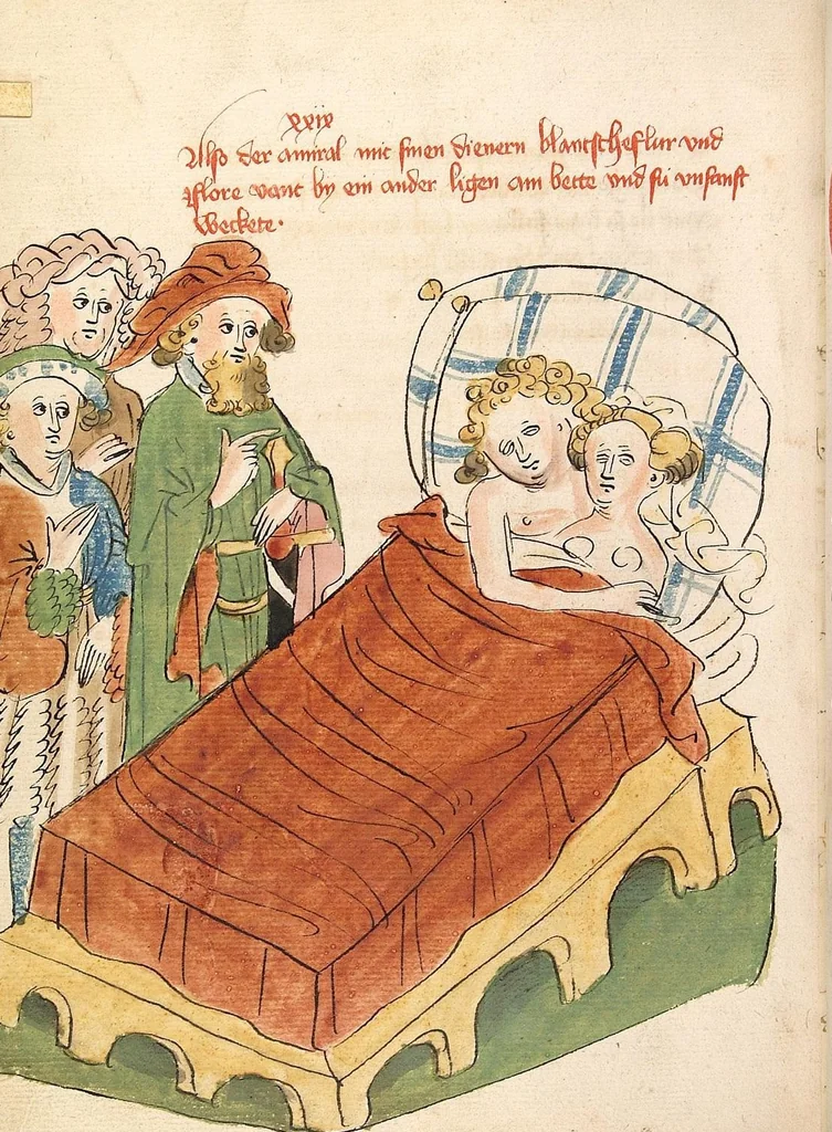 An illustration from Flore und Blanscheflur, 1442, leaf 354