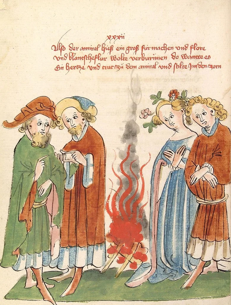 An illustration from Flore und Blanscheflur, 1442, leaf 388