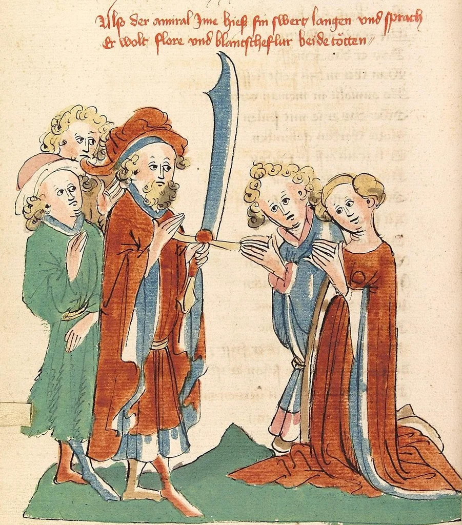 An illustration from Flore und Blanscheflur, 1442, leaf 396