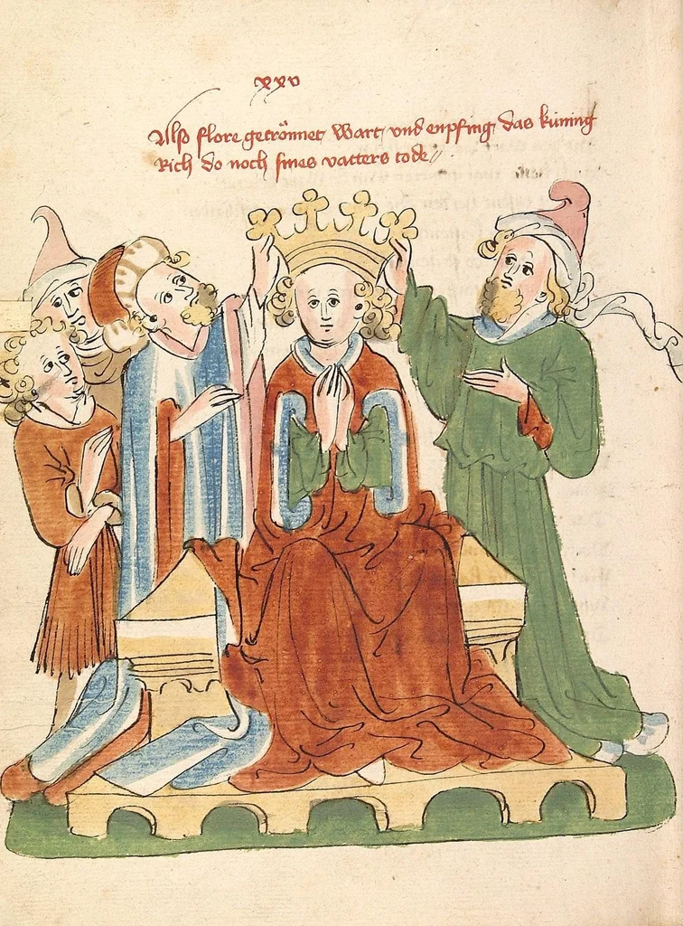 An illustration from Flore und Blanscheflur, 1442, leaf 426