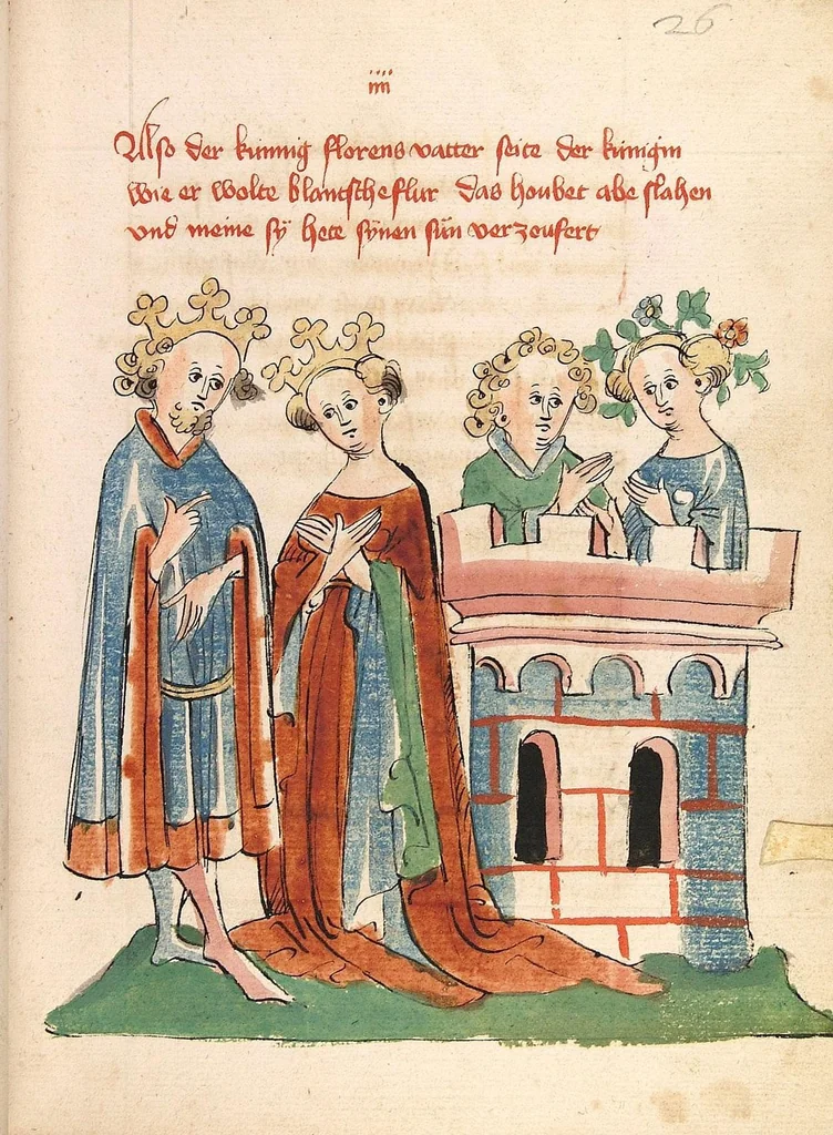 An illustration from Flore und Blanscheflur, 1442, leaf 67