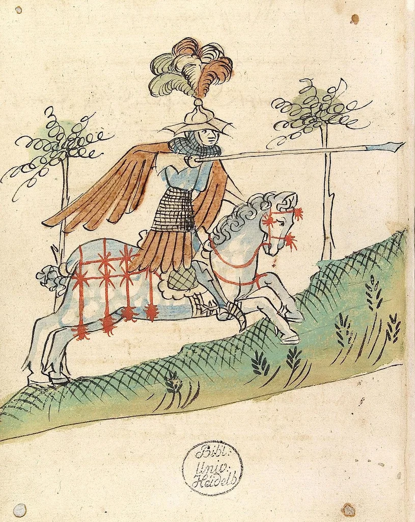 An illustration from 'Ortnit' ; 'Wolfdietrich', 1420, leaf 8