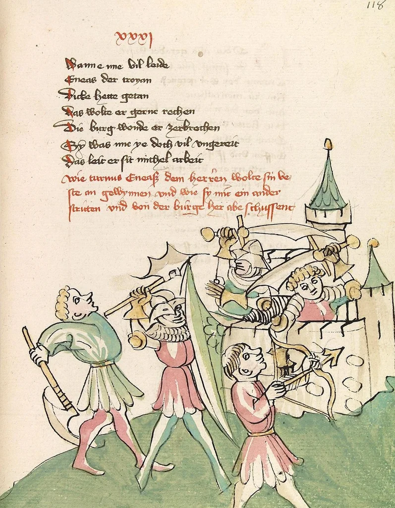 An illustration from Eneas, 1419, leaf 243