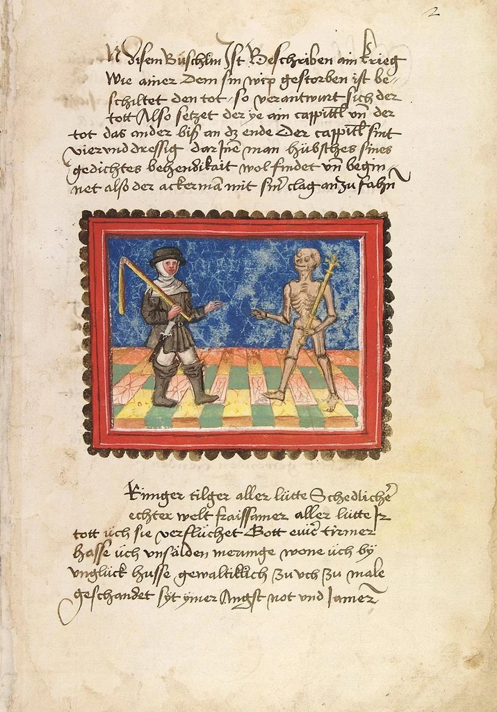 An illustration from Der Ackermann aus Böhmen, 1470, leaf 11
