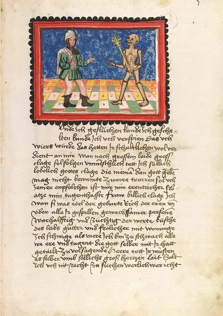 An illustration from Der Ackermann aus Böhmen, 1470, leaf 21