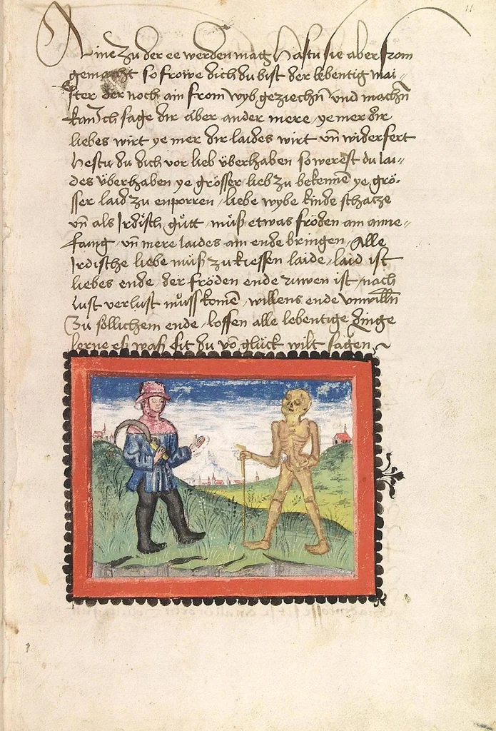 An illustration from Der Ackermann aus Böhmen, 1470, leaf 29