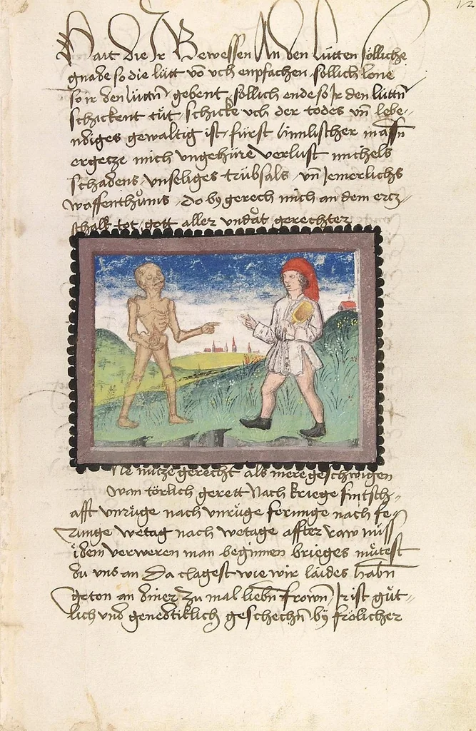 An illustration from Der Ackermann aus Böhmen, 1470, leaf 31