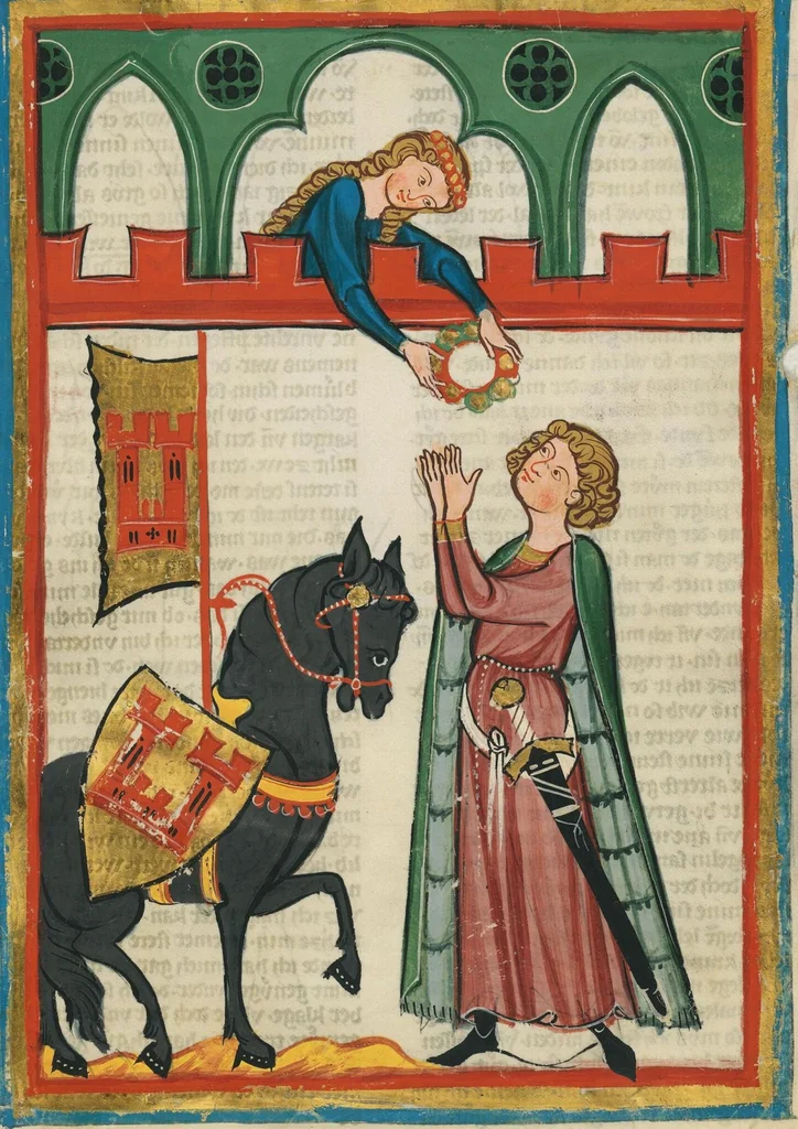 An illustration from Große Heidelberger Liederhandschrift (Codex Manesse), 1300, leaf 103