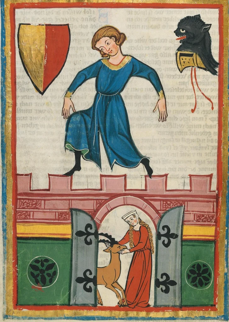 An illustration from Große Heidelberger Liederhandschrift (Codex Manesse), 1300, leaf 114