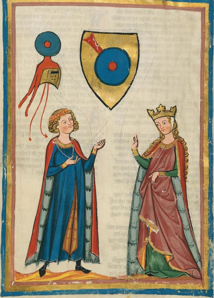 An illustration from Große Heidelberger Liederhandschrift (Codex Manesse), 1300, leaf 121