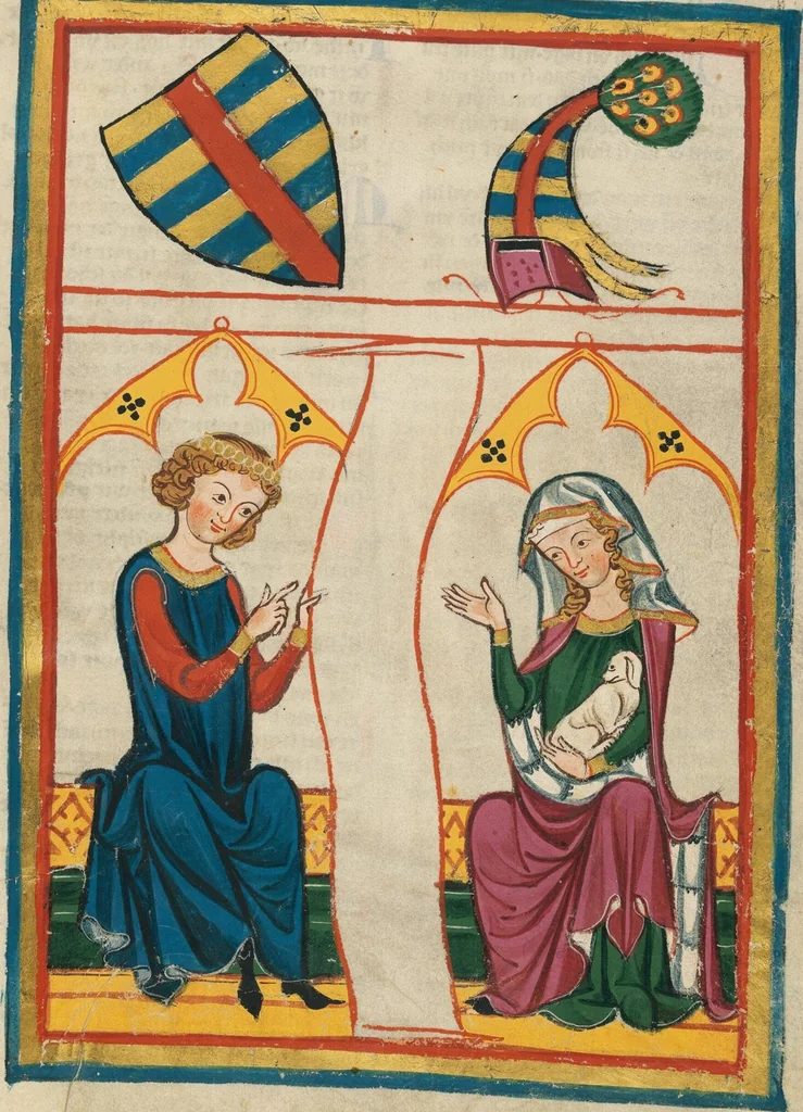 An illustration from Große Heidelberger Liederhandschrift (Codex Manesse), 1300, leaf 191