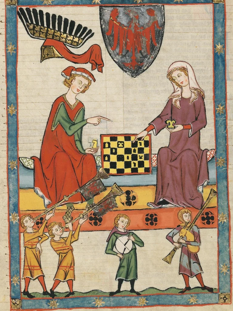 An illustration from Große Heidelberger Liederhandschrift (Codex Manesse), 1300, leaf 21