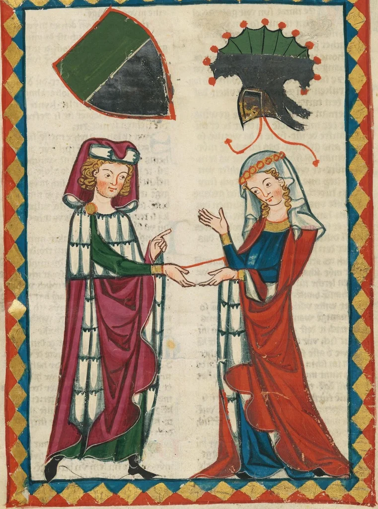 An illustration from Große Heidelberger Liederhandschrift (Codex Manesse), 1300, leaf 215