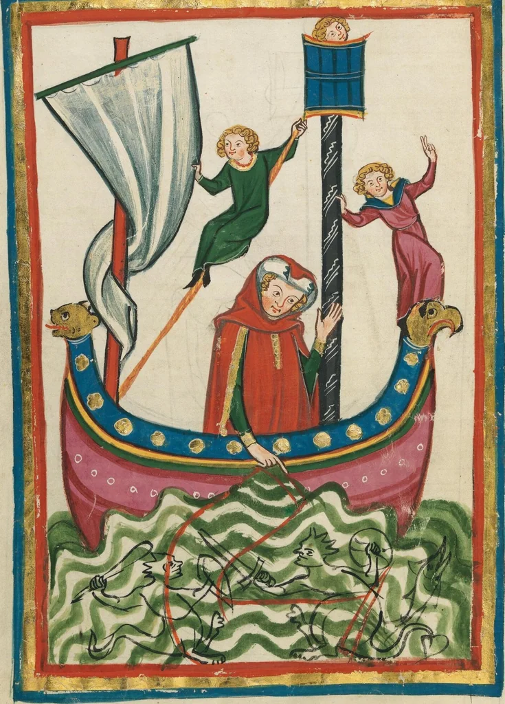An illustration from Große Heidelberger Liederhandschrift (Codex Manesse), 1300, leaf 228