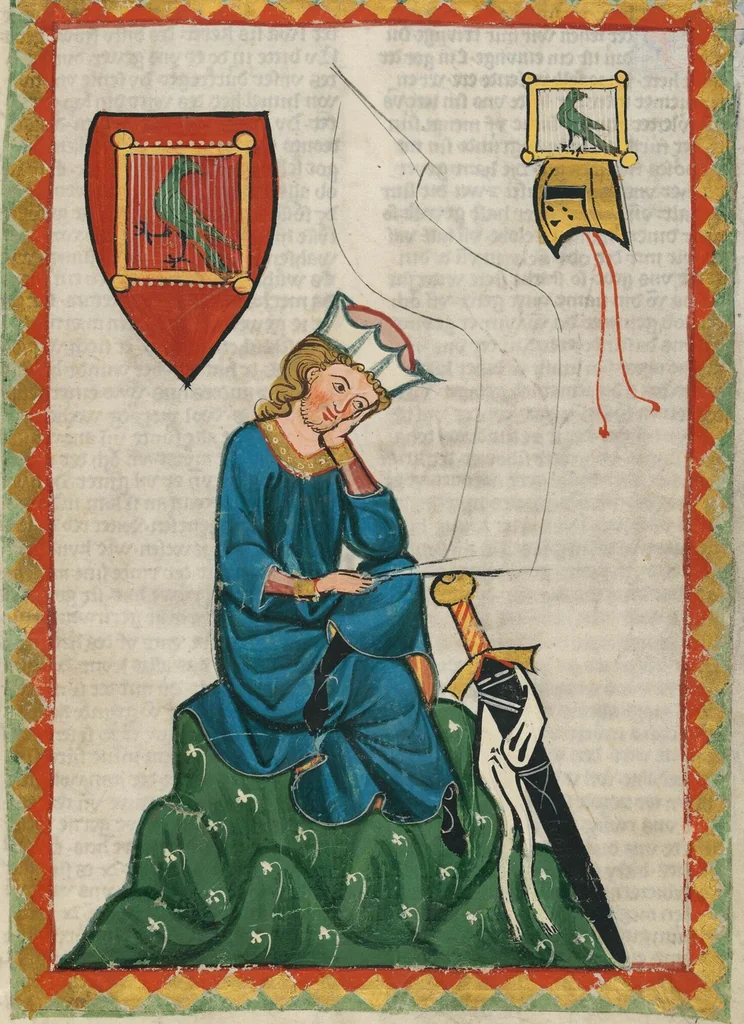 An illustration from Große Heidelberger Liederhandschrift (Codex Manesse), 1300, leaf 243