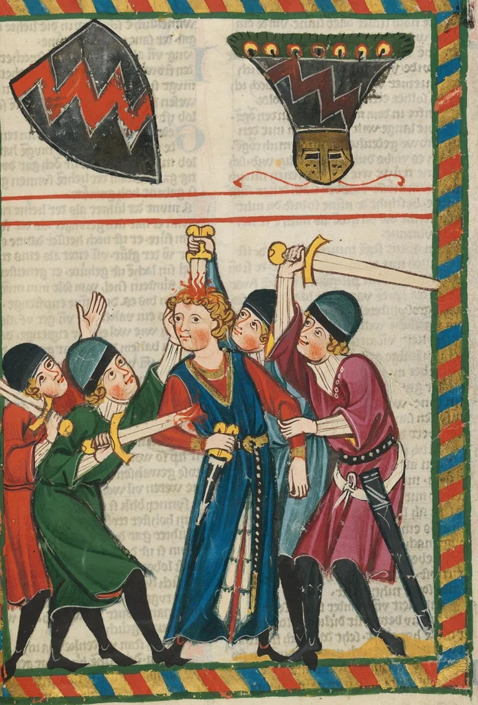 An illustration from Große Heidelberger Liederhandschrift (Codex Manesse), 1300, leaf 371