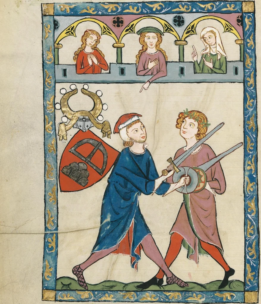 An illustration from Große Heidelberger Liederhandschrift (Codex Manesse), 1300, leaf 376