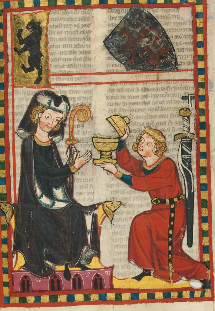 An illustration from Große Heidelberger Liederhandschrift (Codex Manesse), 1300, leaf 405