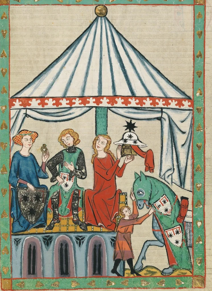 An illustration from Große Heidelberger Liederhandschrift (Codex Manesse), 1300, leaf 457