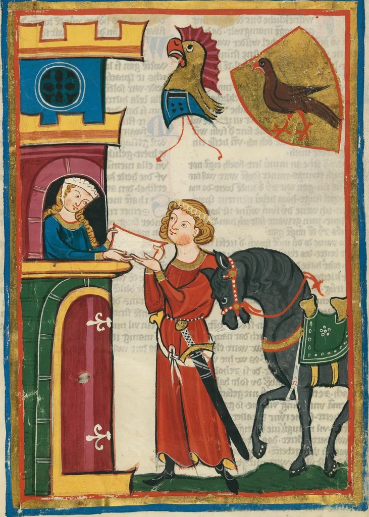 An illustration from Große Heidelberger Liederhandschrift (Codex Manesse), 1300, leaf 517