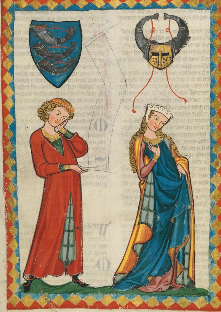 An illustration from Große Heidelberger Liederhandschrift (Codex Manesse), 1300, leaf 60