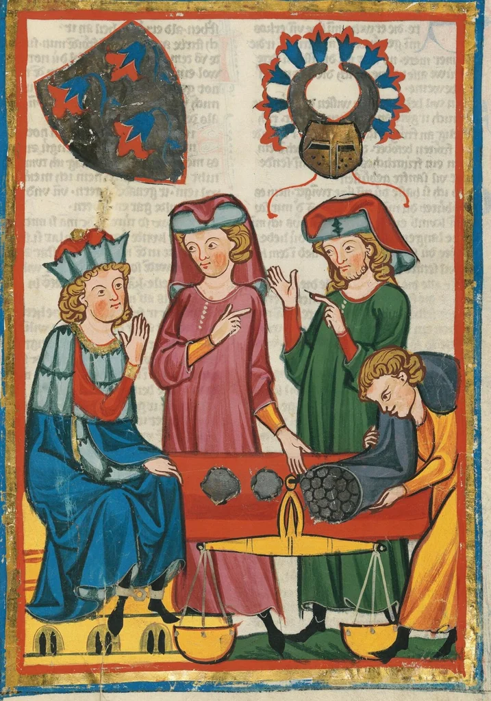 An illustration from Große Heidelberger Liederhandschrift (Codex Manesse), 1300, leaf 605