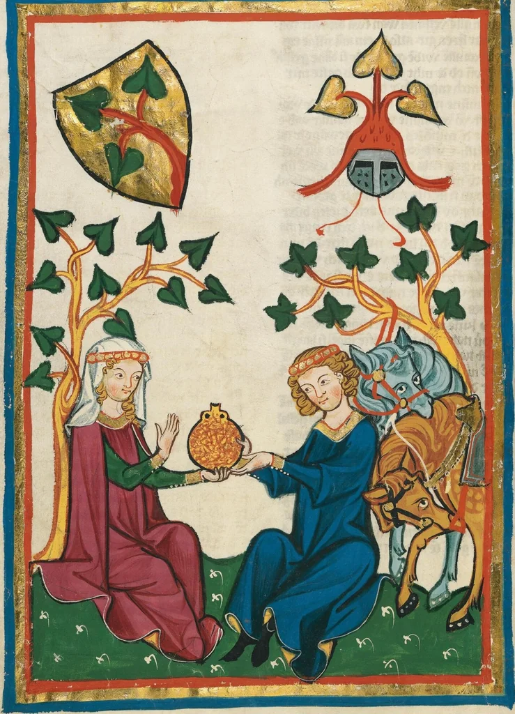 An illustration from Große Heidelberger Liederhandschrift (Codex Manesse), 1300, leaf 624